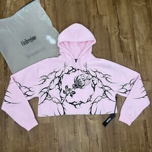 Civil regime pink large cropped hoodie